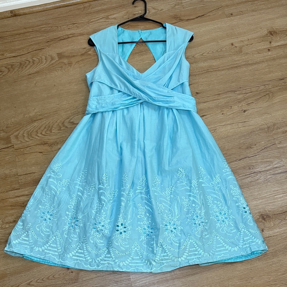 dressbarn Light Blue Embroidered Midi Dress